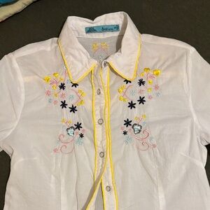 Solitaire White Shirt with Colorful Embroidery